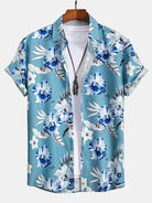Tropical Floral Print Shirt and Swim Shorts Set – Quick Dry Polyester – Unique Pattern Design 6