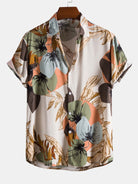 Tropical Print Shirt with Textured Cotton Shorts – Regular Fit 5-Inch Summer Outfit 1
