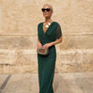 Wedding Guest Dress with Refined Pleats – Elegant Green Summer Cocktail Dress 0