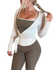 Women Full Sleeves Wrap Top with V-Neckline