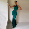 Women Maxi Dress with Sleeveless Halter Neckline and Open Back