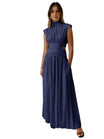 Women Maxi Dress with Sleeveless High Neck and Waist Cut-Out