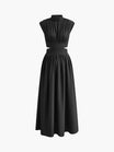 Women Maxi Dress with Sleeveless High Neck and Waist Cut-Out