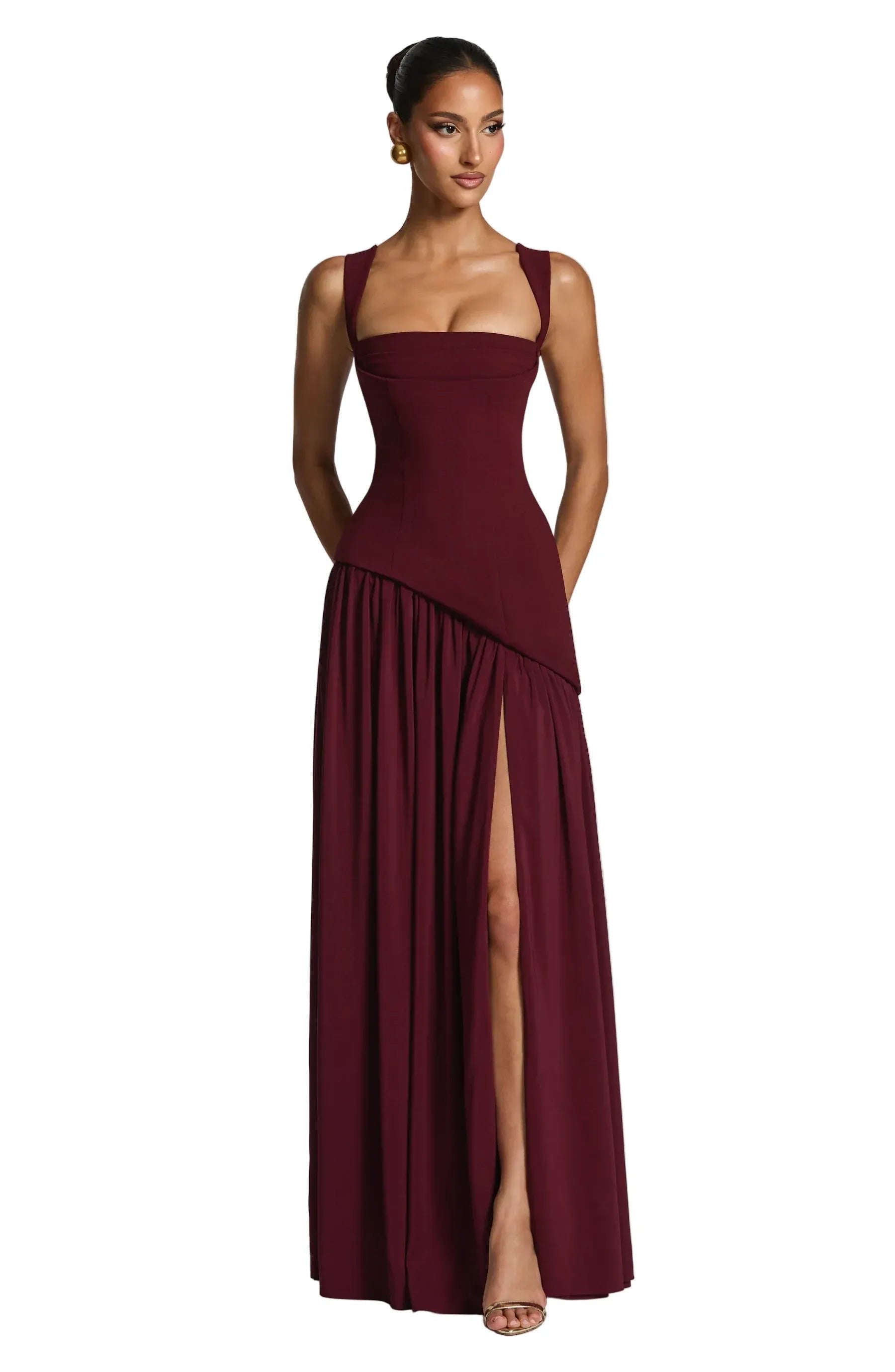 Women's A-Line Maxi Dress with Fitted Waist and Sleeveless Design – Elegant Summer Formal Dress 0