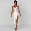 Women’s Backless Halter Neck Maxi Dress with Side Slit