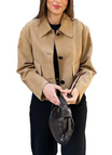 Women’s Beige Cropped Jacket with Button Closure