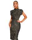 Women’s Black Sequin Cocktail Dress with Short Sleeves