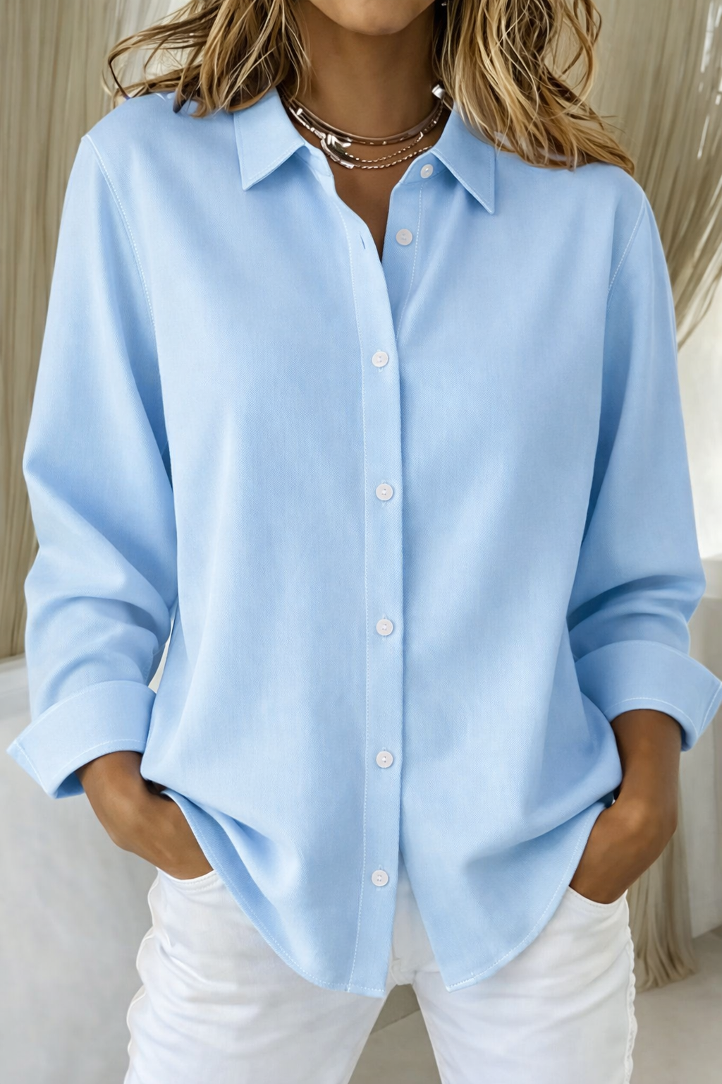 Women's Blouse with Button Closure – Minimalist Summer Top for Effortless Style 5