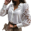 Women’s Blouse with Lace Sleeves and Button Closure