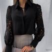 Women’s Blouse with Lace Sleeves and Button Closure