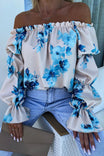 Women’s Blouse with Off-Shoulder Neckline and Elastic Sleeves
