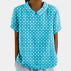 Women's blouse featuring a stylish Peter Pan collar, made from breathable fabric for comfort, designed in a loose fit for a chic summer look. 2