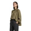 Women’s Blouse with Pleated Front and Lapel Collar