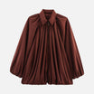 Women’s Blouse with Pleated Front and Lapel Collar