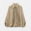 Women’s Blouse with Pleated Front and Lapel Collar