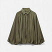 Women’s Blouse with Pleated Front and Lapel Collar