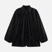 Women’s Blouse with Pleated Front and Lapel Collar