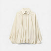 Women’s Blouse with Pleated Front and Lapel Collar