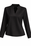 Women’s Blouse with V-neckline and Band Collar