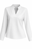 Women’s Blouse with V-neckline and Band Collar