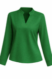 Women’s Blouse with V-neckline and Band Collar
