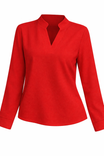 Women’s Blouse with V-neckline and Band Collar