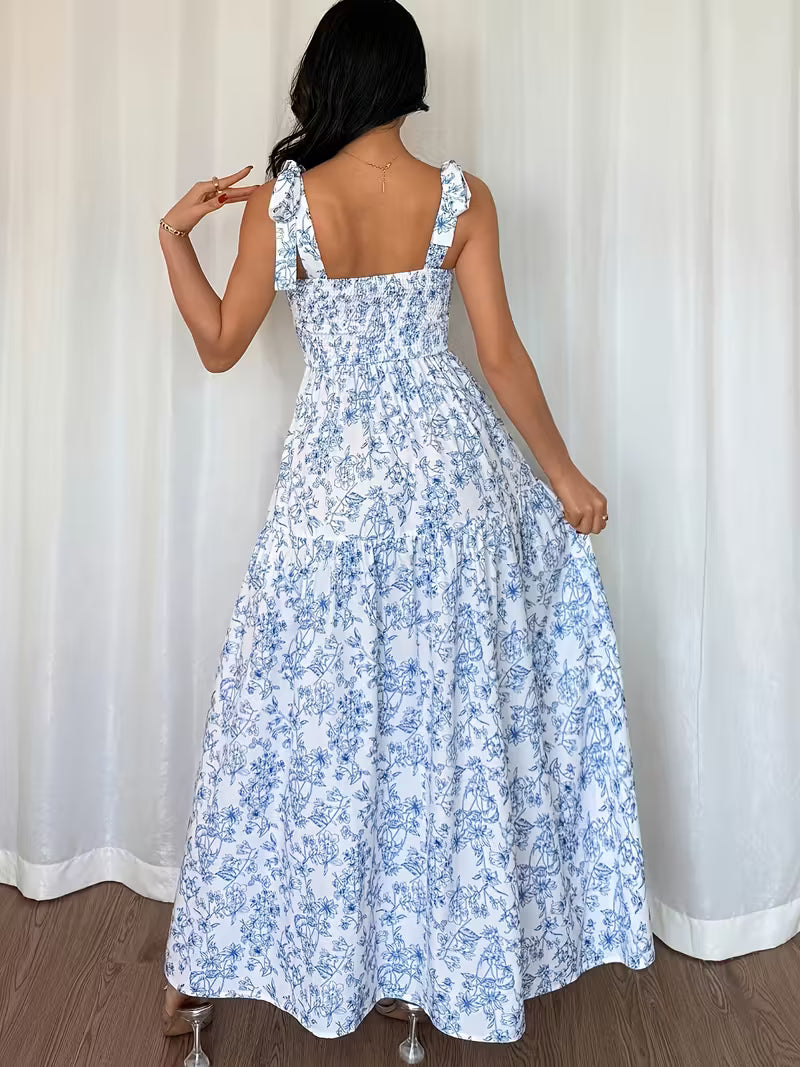 marlow maxi dress Women's Blue Floral Maxi Dress with Tie Straps – Marlow & Grey