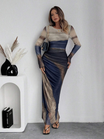 Women's Bodycon Printed Maxi Dress with Round Neckline