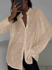 Women's Button Down Oversized Shirt with Sequin Details