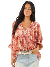 Women's Button Down Printed Blouse with Long Sleeves