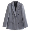 Women’s Checked Blazer with Double Buttons