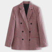 Women’s Checked Blazer with Double Buttons