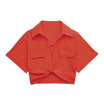 Women’s Cropped Blouse with Short Sleeves and Wrap Front