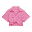 Women’s Cropped Blouse with Short Sleeves and Wrap Front