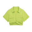 Women’s Cropped Blouse with Short Sleeves and Wrap Front