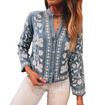 Women’s Embroidered Blouse with Long Sleeves and Button Closure