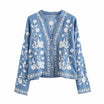 Women’s Embroidered Blouse with Long Sleeves and Button Closure