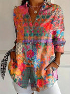 Women's Floral Blouse with Button Closure – Airy Fit Summer Top for Women – Plus Size Available 1