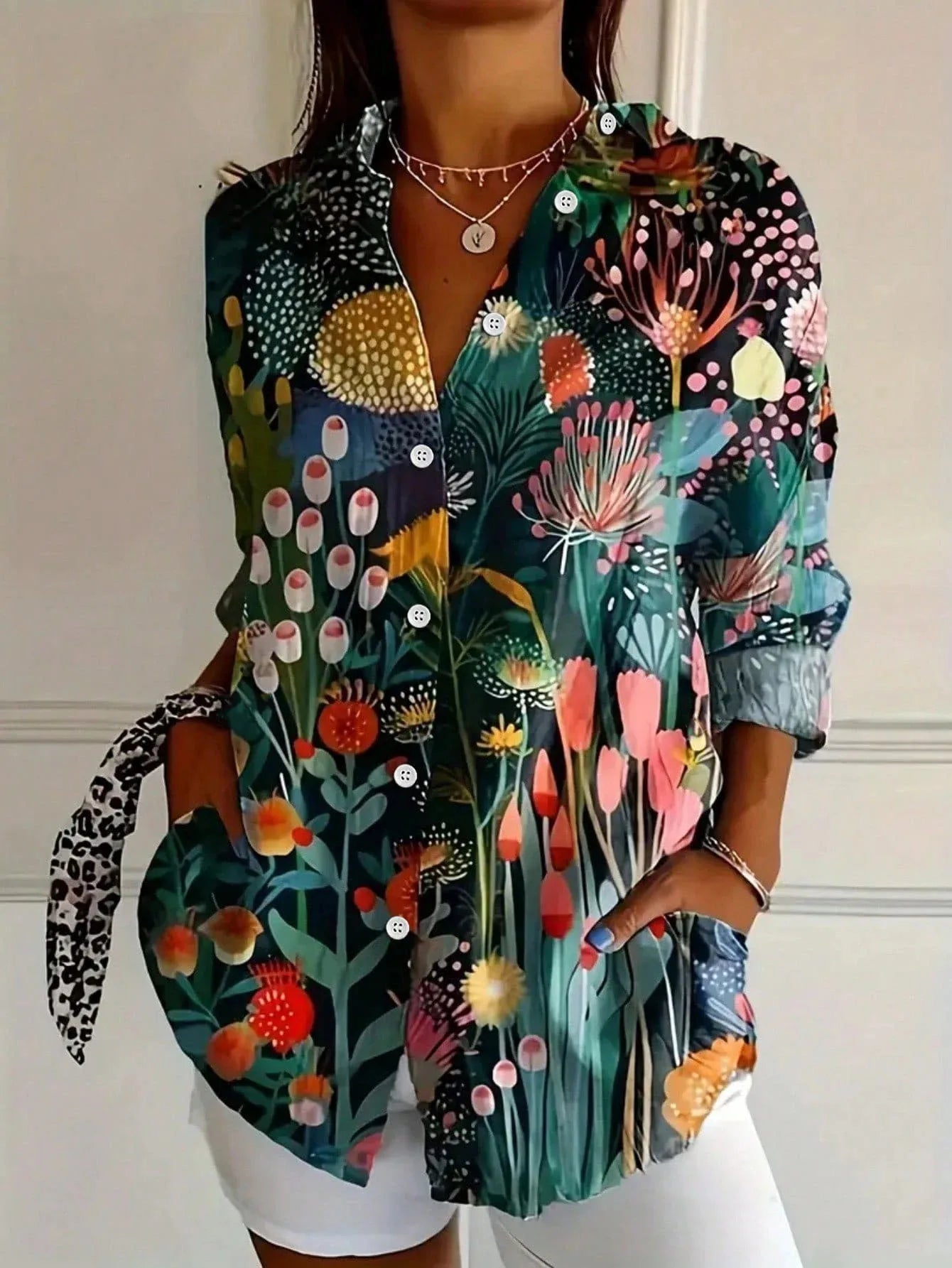 Women's Floral Blouse with Button Closure – Airy Fit Summer Top for Women – Plus Size Available 2