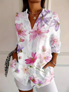 Women's Floral Blouse with Button Closure – Airy Fit Summer Top for Women – Plus Size Available 3