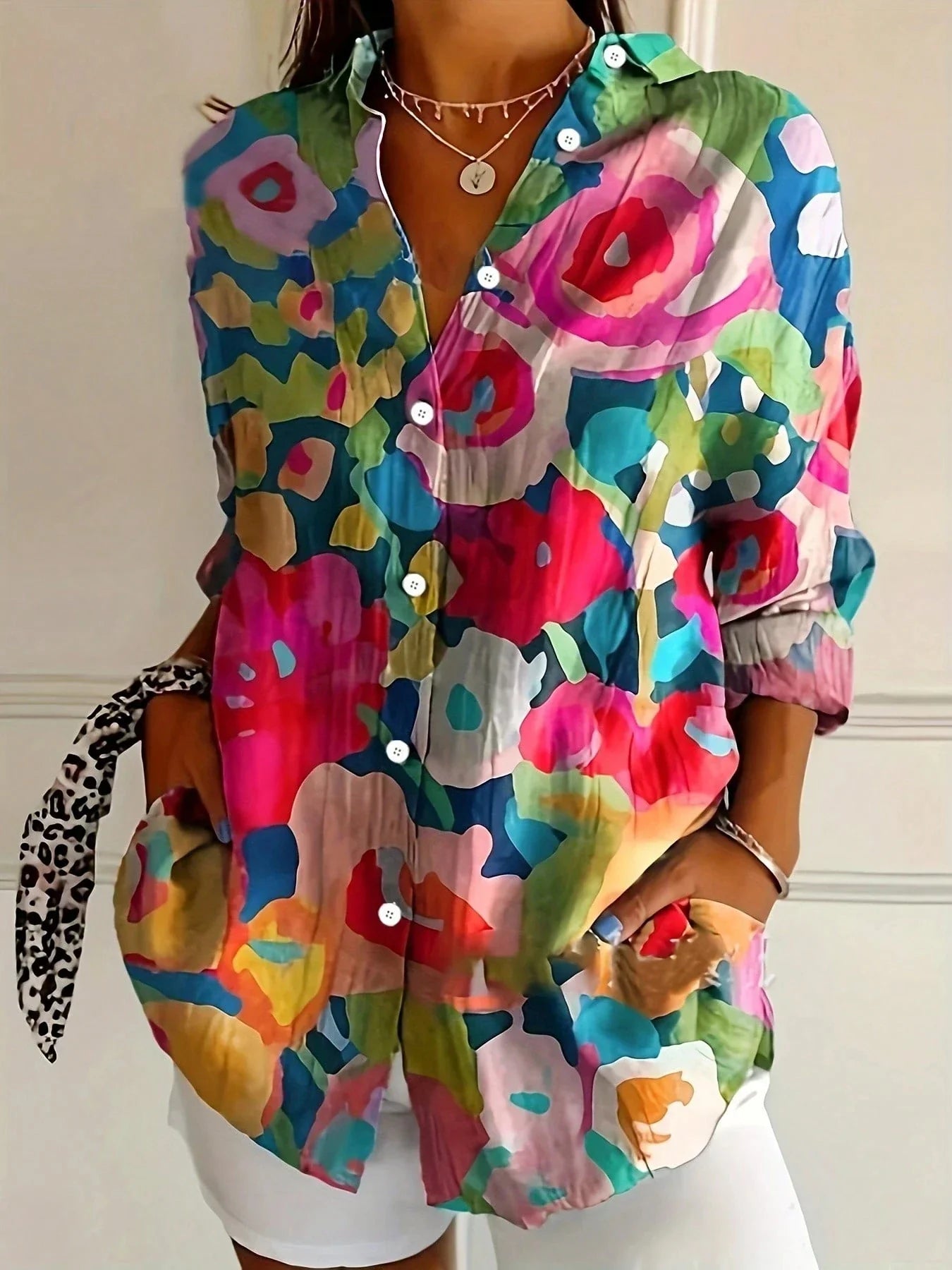 Women's Floral Blouse with Button Closure – Airy Fit Summer Top for Women – Plus Size Available 4