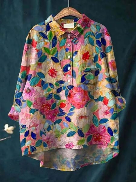 Women's Floral Blouse with Pocket and Loose Fit – Vibrant Summer Top for Women 2