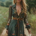 Women's Floral Maxi Dress with Long Sleeves – Elegant Bohemian Summer Style, Plus Size Available 1