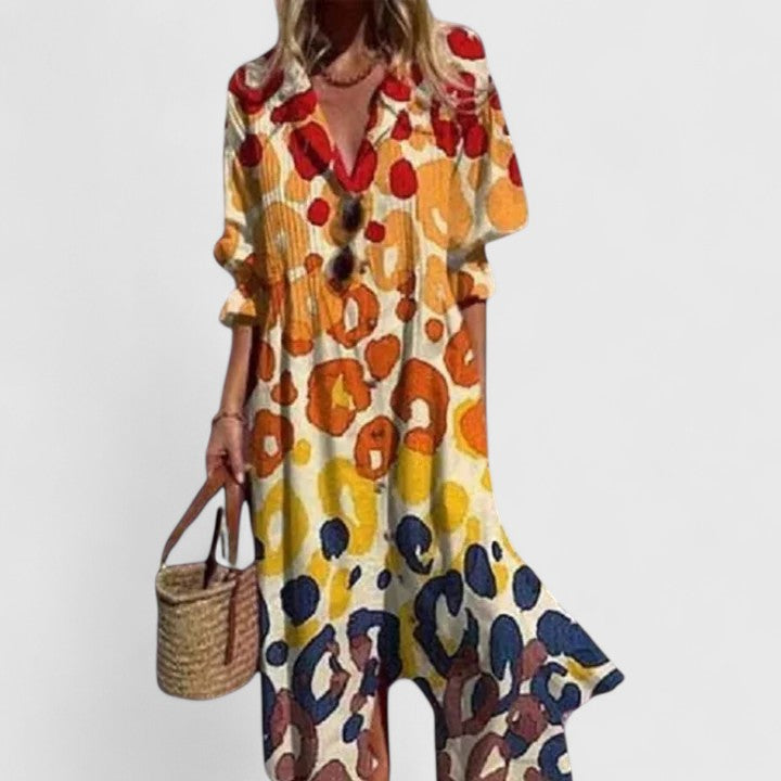 Women's Floral Midi Dress with Button Front – Comfortable Summer Style for Casual Outings 3