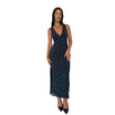 Women’s Floral Midi Dress with Sleeveless Cut and V-Neckline