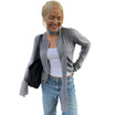 Women’s Grey Knitted Cardigan with Button Closure