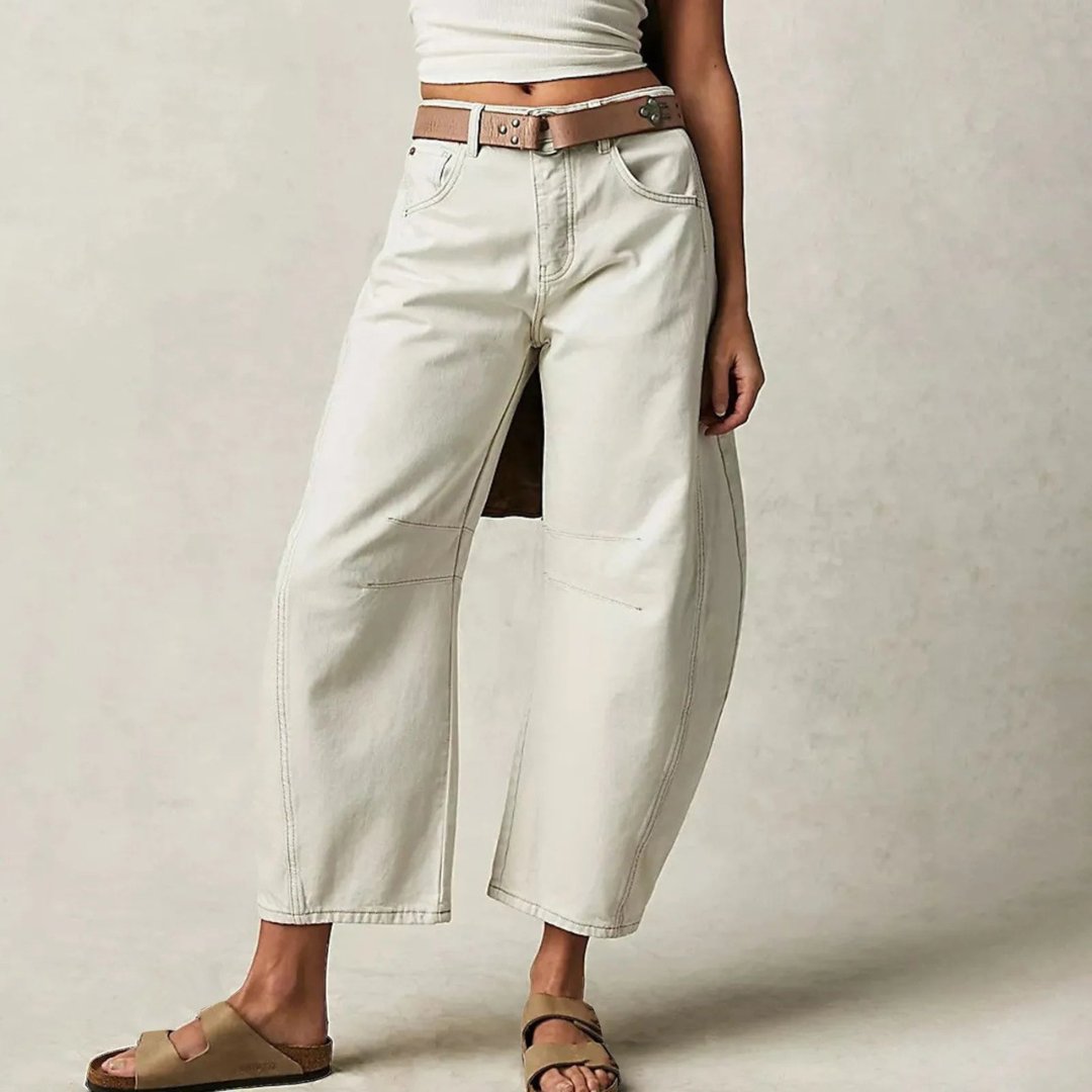 Women's Jeans Mid-Rise Cropped Barrel Leg in Heavyweight Denim – Medium-Fade Wash with Reinforced Panels 10