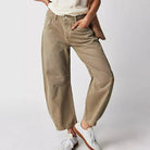Women's Jeans Mid-Rise Cropped Barrel Leg in Heavyweight Denim – Medium-Fade Wash with Reinforced Panels 11