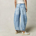 Women's Jeans Mid-Rise Cropped Barrel Leg in Heavyweight Denim – Medium-Fade Wash with Reinforced Panels 3