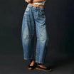 Women's Jeans Mid-Rise Cropped Barrel Leg in Heavyweight Denim – Medium-Fade Wash with Reinforced Panels 4